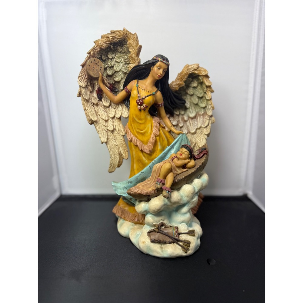 Native American Indian Princess Guardian Angel baby sleep‎ indoor statue 12"
